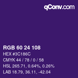 Color code: RGB 60 24 108 | qconv.com