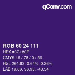 颜色代码: RGB 60 24 111 | qconv.com