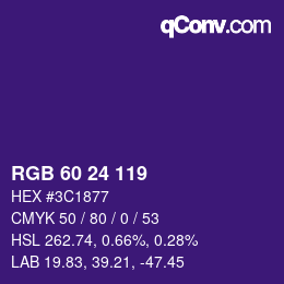 颜色代码: RGB 60 24 119 | qconv.com