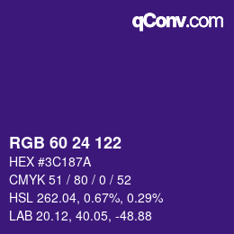 Color code: RGB 60 24 122 | qconv.com