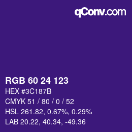 カラーコード: RGB 60 24 123 | qconv.com