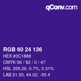 カラーコード: RGB 60 24 136 | qconv.com