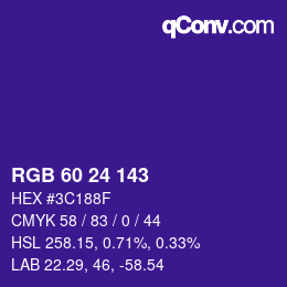 Color code: RGB 60 24 143 | qconv.com