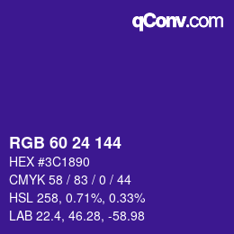 Color code: RGB 60 24 144 | qconv.com