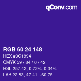 Color code: RGB 60 24 148 | qconv.com