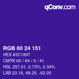 カラーコード: RGB 60 24 151 | qconv.com