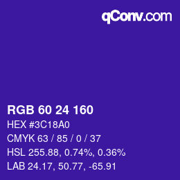 カラーコード: RGB 60 24 160 | qconv.com