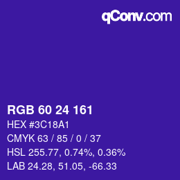 Color code: RGB 60 24 161 | qconv.com