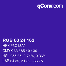 カラーコード: RGB 60 24 162 | qconv.com