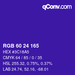 カラーコード: RGB 60 24 165 | qconv.com