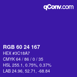 颜色代码: RGB 60 24 167 | qconv.com