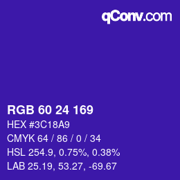 Color code: RGB 60 24 169 | qconv.com