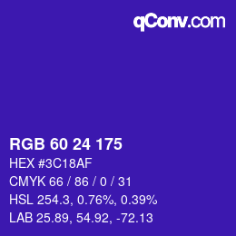 カラーコード: RGB 60 24 175 | qconv.com