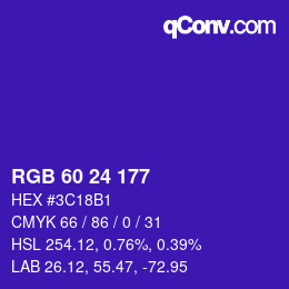 Color code: RGB 60 24 177 | qconv.com