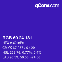 カラーコード: RGB 60 24 181 | qconv.com