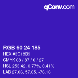 カラーコード: RGB 60 24 185 | qconv.com