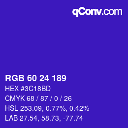 Color code: RGB 60 24 189 | qconv.com