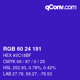 Color code: RGB 60 24 191 | qconv.com