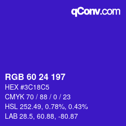 カラーコード: RGB 60 24 197 | qconv.com