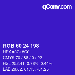 颜色代码: RGB 60 24 198 | qconv.com