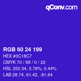 カラーコード: RGB 60 24 199 | qconv.com