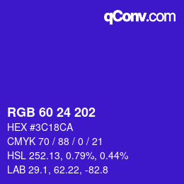 カラーコード: RGB 60 24 202 | qconv.com