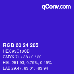 Color code: RGB 60 24 205 | qconv.com