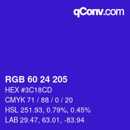 カラーコード: RGB 60 24 205 | qconv.com