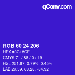カラーコード: RGB 60 24 206 | qconv.com
