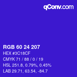 カラーコード: RGB 60 24 207 | qconv.com