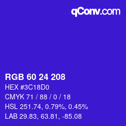 カラーコード: RGB 60 24 208 | qconv.com