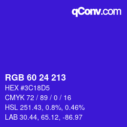 カラーコード: RGB 60 24 213 | qconv.com