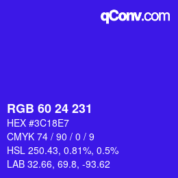 颜色代码: RGB 60 24 231 | qconv.com