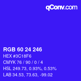 Color code: RGB 60 24 246 | qconv.com