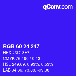 颜色代码: RGB 60 24 247 | qconv.com