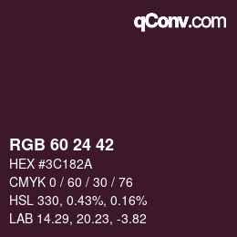 カラーコード: RGB 60 24 42 | qconv.com