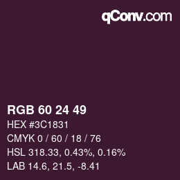 カラーコード: RGB 60 24 49 | qconv.com