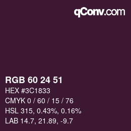 カラーコード: RGB 60 24 51 | qconv.com