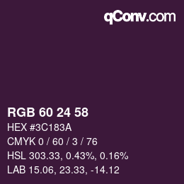 カラーコード: RGB 60 24 58 | qconv.com