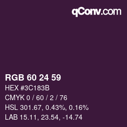 Color code: RGB 60 24 59 | qconv.com