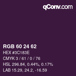 カラーコード: RGB 60 24 62 | qconv.com