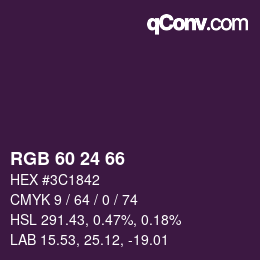 カラーコード: RGB 60 24 66 | qconv.com