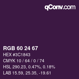 カラーコード: RGB 60 24 67 | qconv.com