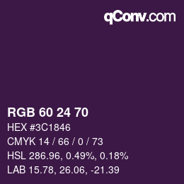 カラーコード: RGB 60 24 70 | qconv.com