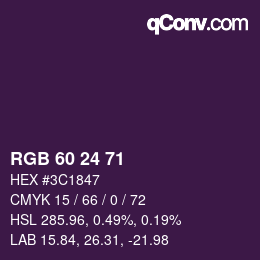 颜色代码: RGB 60 24 71 | qconv.com