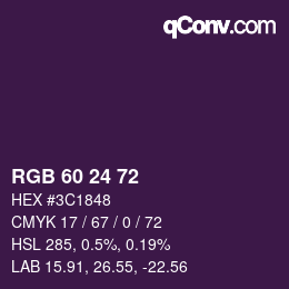 カラーコード: RGB 60 24 72 | qconv.com