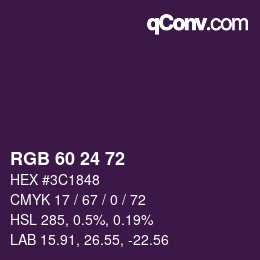 Farbcode: RGB 60 24 72 | qconv.com