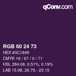 颜色代码: RGB 60 24 73 | qconv.com