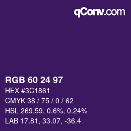 カラーコード: RGB 60 24 97 | qconv.com