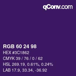 カラーコード: RGB 60 24 98 | qconv.com